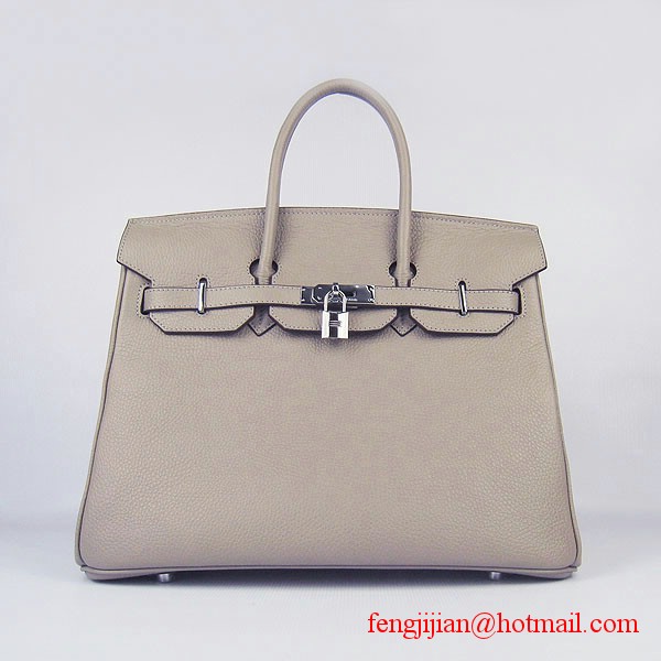 Hermes 35cm Embossed Veins Leather Bag Grey 6089 Silver Hardware Hermes 35cm Embossed Veins Leather Bag Grey 6089 Silver Hardware